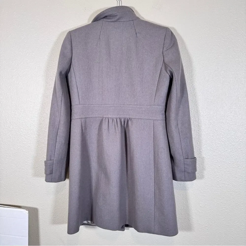 J Crew Grey Wool Lady Day Pea Coat Womens 4 Preppy Button Down Warm Winter - Picture 2 of 13